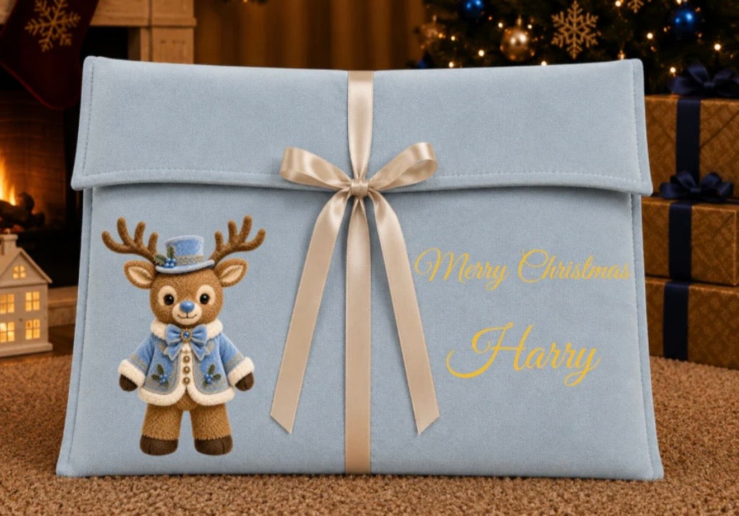 Boutique Christmas Deep Envelope Bag - Blue