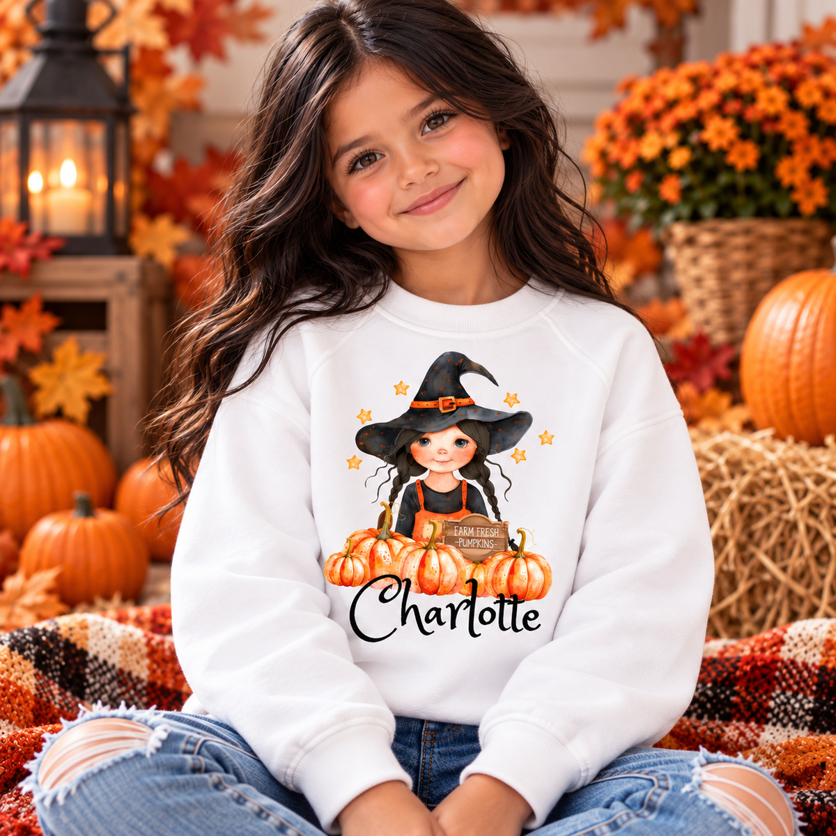 Pumpkin Patch Witch Personalised Sweater