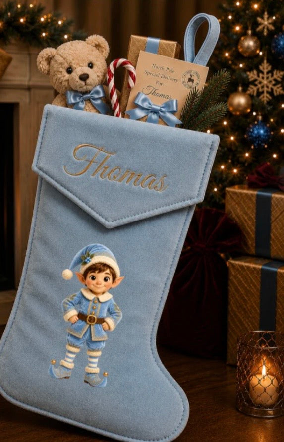 Boutique Christmas Stocking Blue