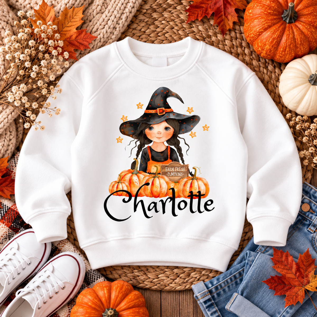 Pumpkin Patch Witch Personalised Sweater