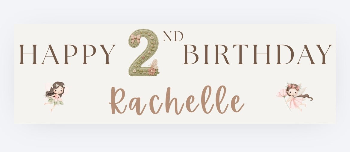Garden Fairy Birthday Banner – Number Digit - (28cm x 90cm)