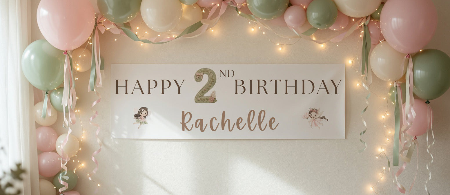Garden Fairy Birthday Banner – Number Digit - (28cm x 90cm)