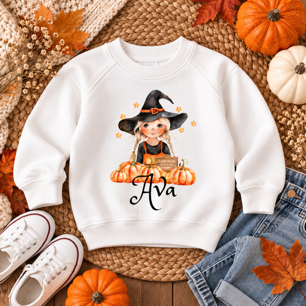 Pumpkin Patch Witch Personalised Sweater