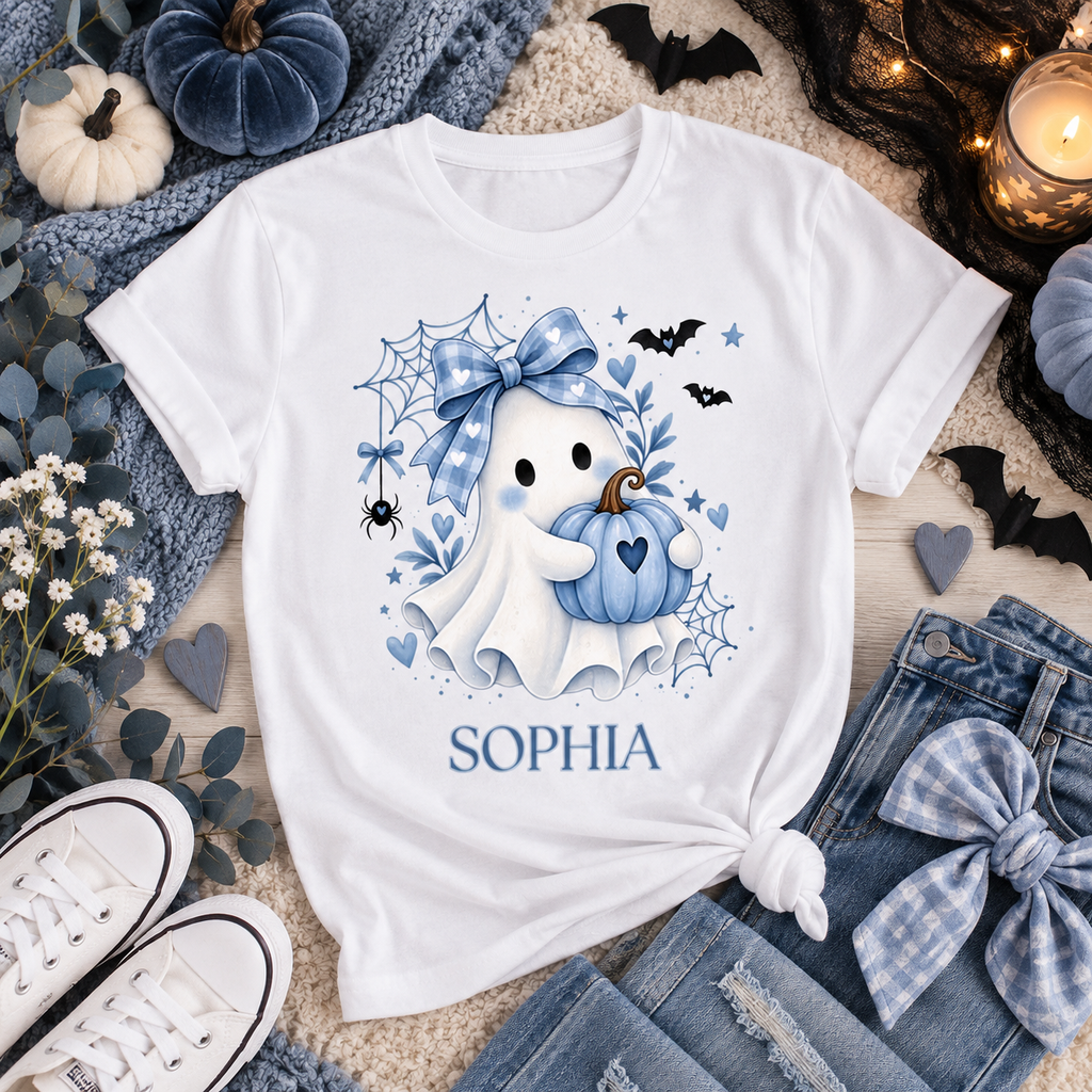 Blue Pumpkin Halloween Girls T-Shirt