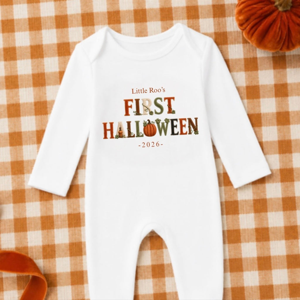 Vintage Pumpkin Patch Personalised Babygrow