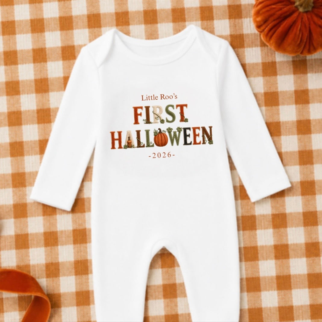 Vintage Pumpkin Patch Personalised Babygrow