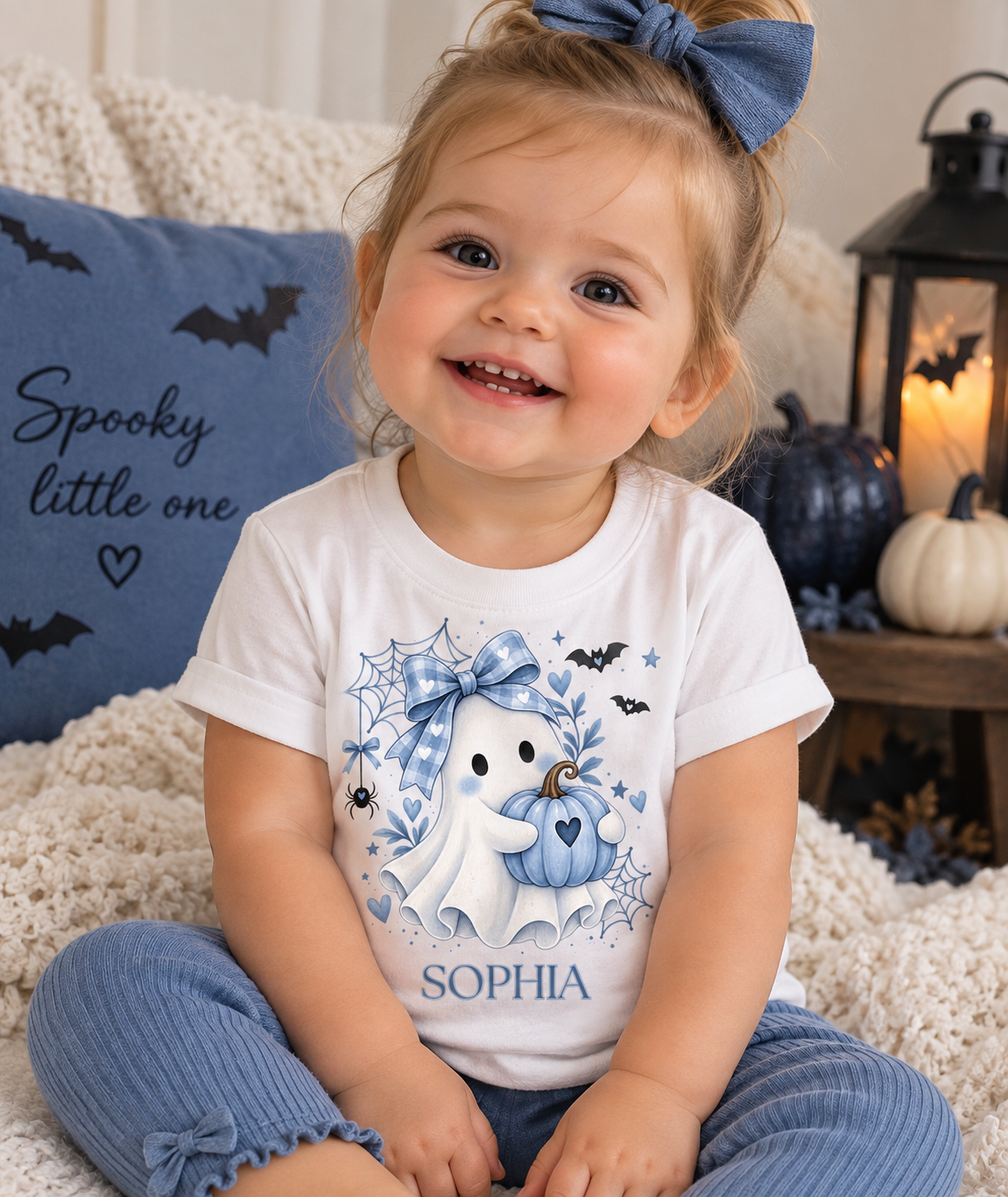 Blue Pumpkin Halloween Girls T-Shirt