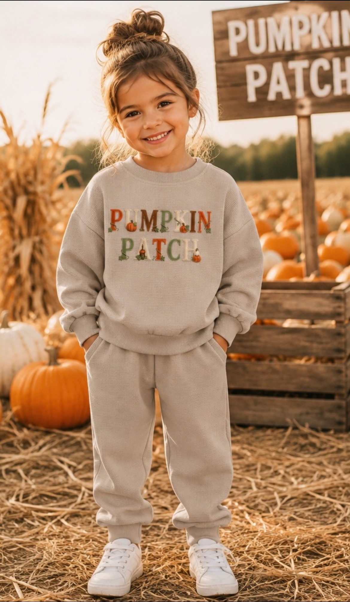Vintage Pumpkin Patch Waffle Knit Lounge Set