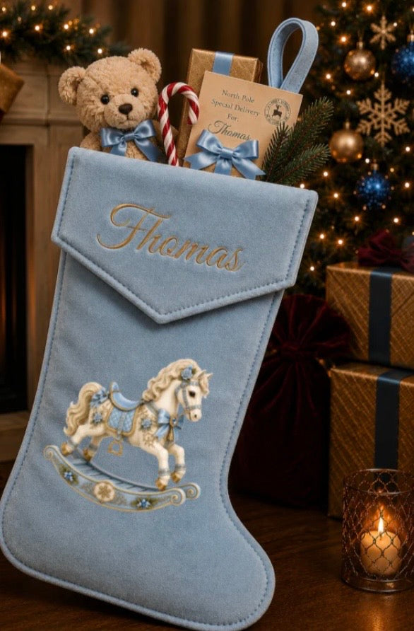 Boutique Christmas Stocking Blue