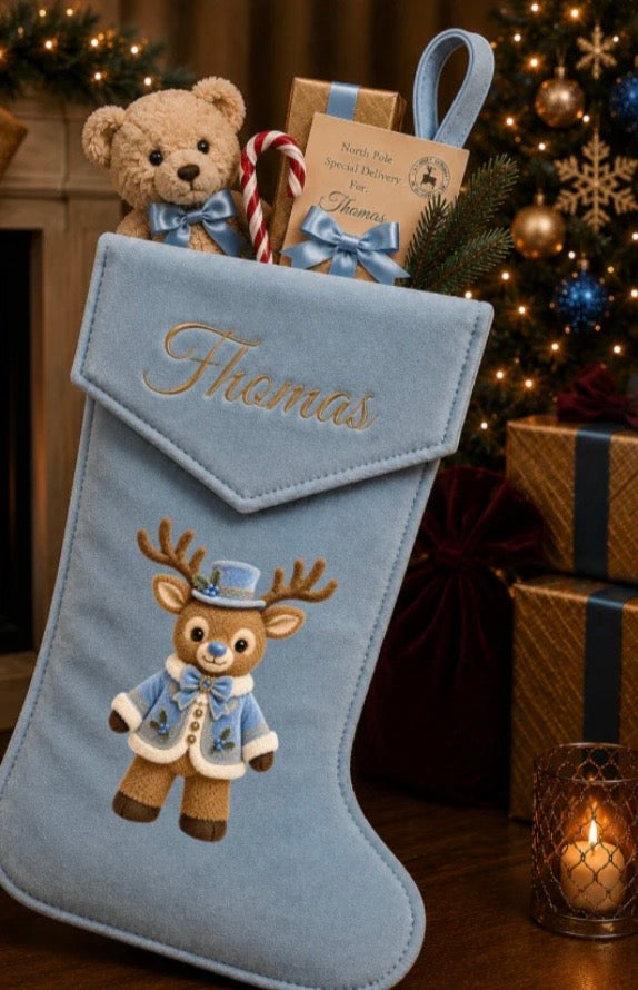 Boutique Christmas Stocking Blue