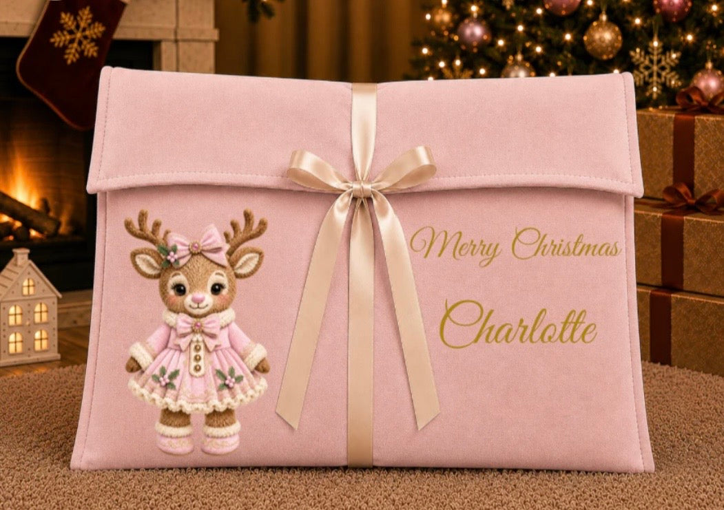 Boutique Christmas Deep Envelope Bag Pink