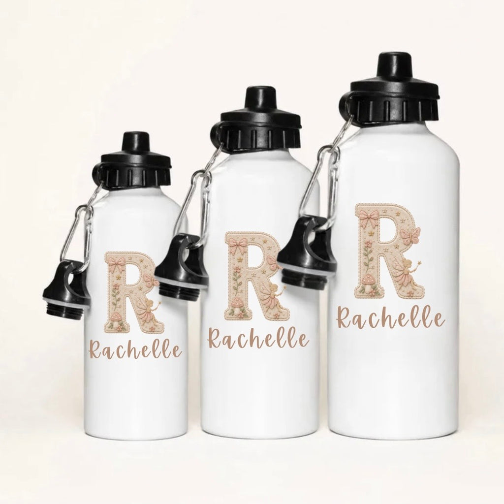 Personalised Garden Fairy Aluminium Water Bottle With 2 Caps (3 Sizes)