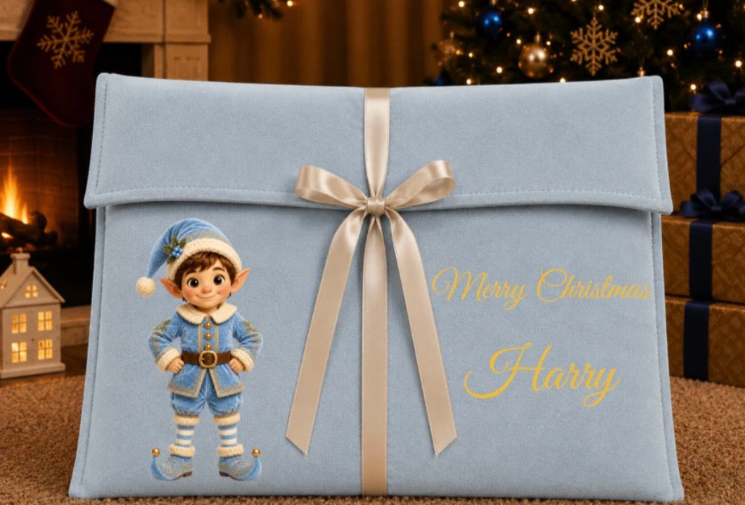 Boutique Christmas Deep Envelope Bag - Blue