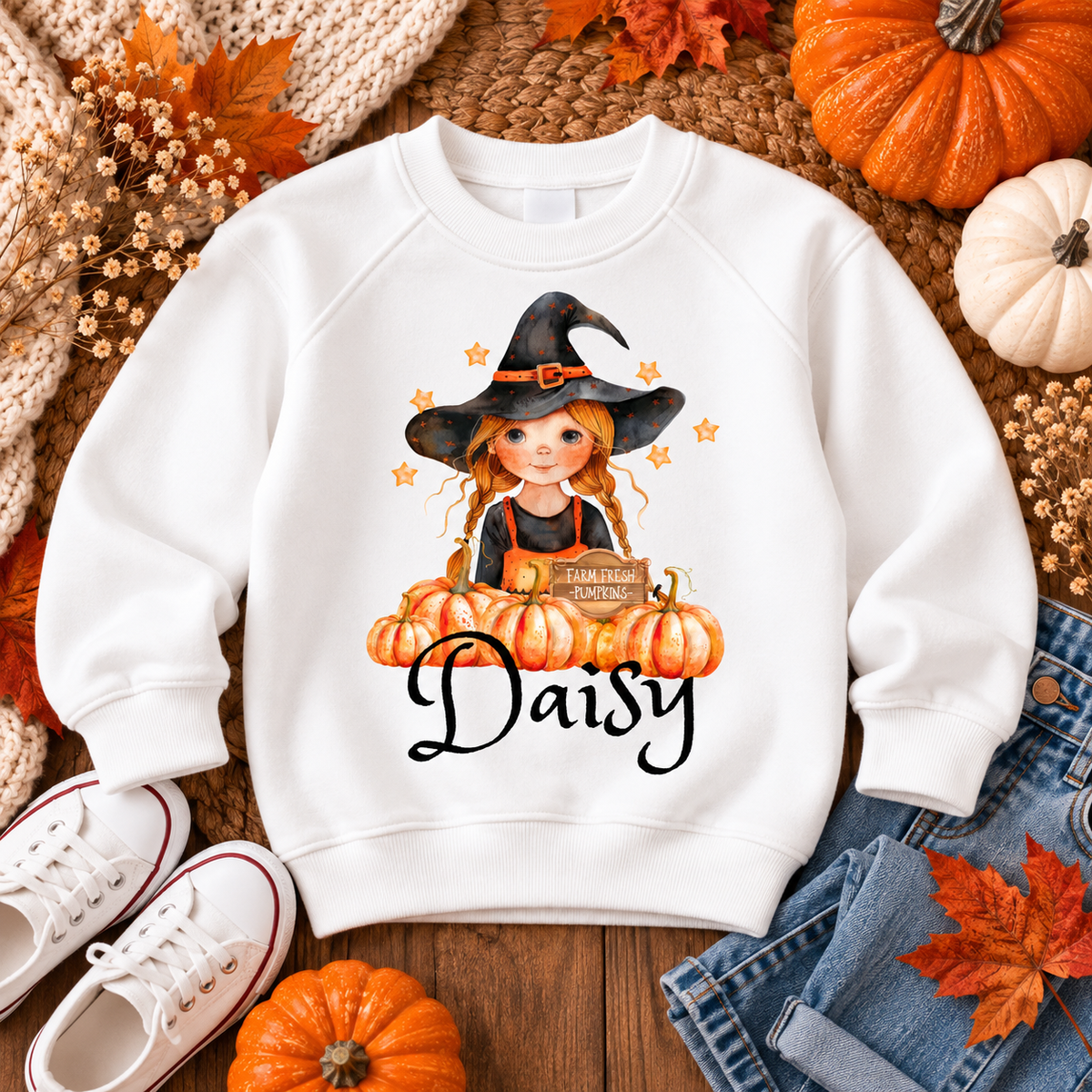 Pumpkin Patch Witch Personalised Sweater