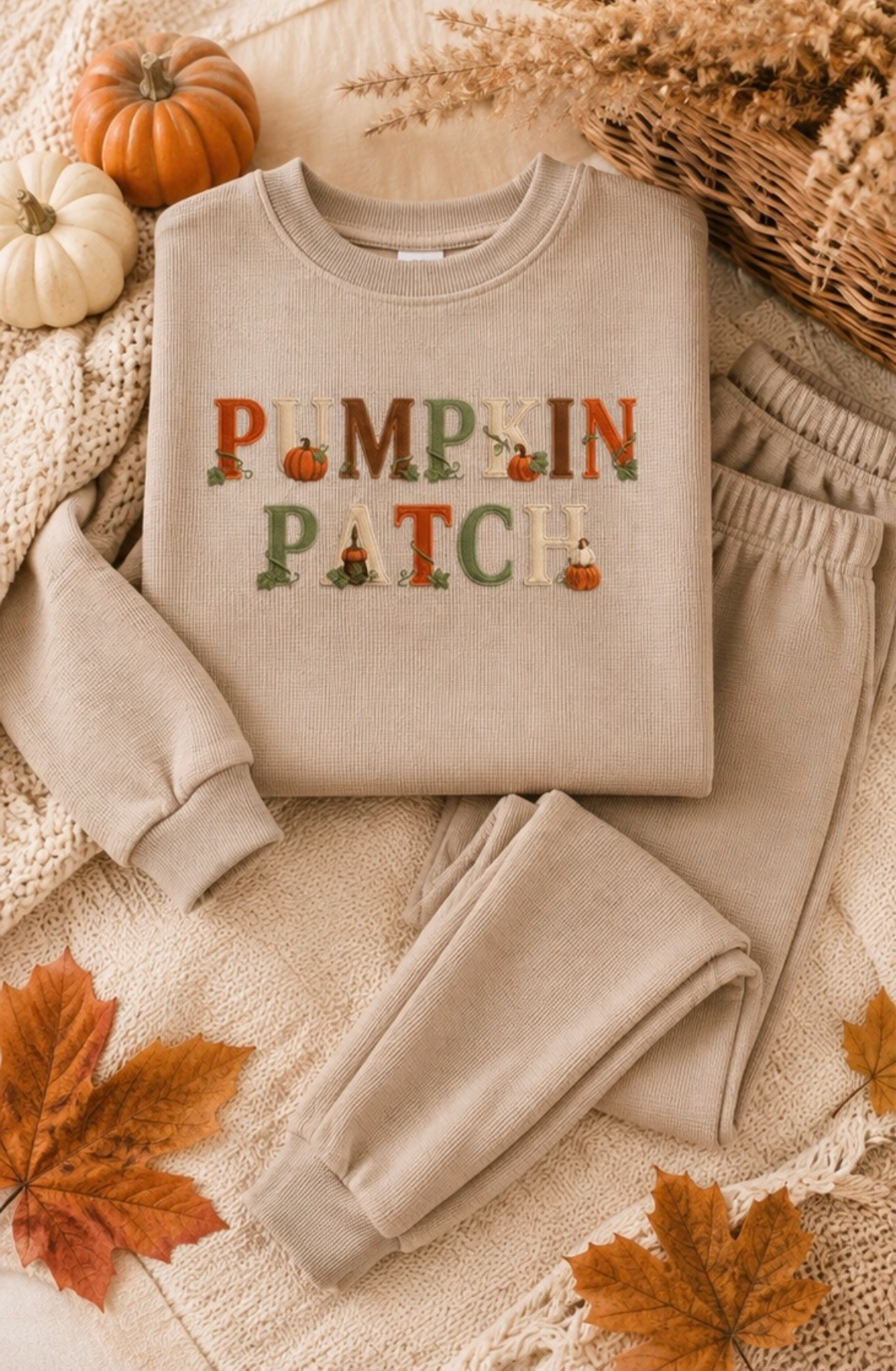 Vintage Pumpkin Patch Waffle Knit Lounge Set