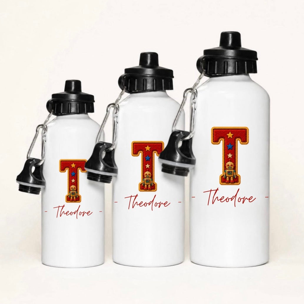 Personalised Playroom Aluminium Water Bottle With 2 Caps (3 Sizes)