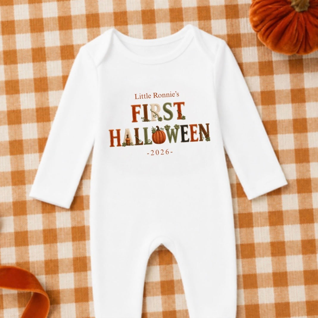 Vintage Pumpkin Patch Personalised Babygrow