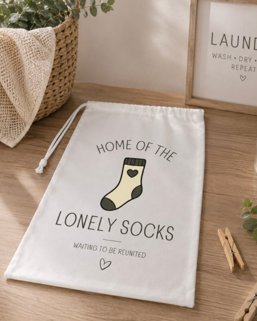 Home Of The Lonely Socks Drawstring Bag