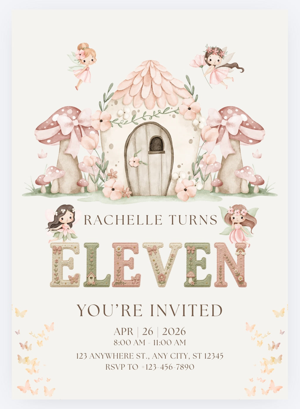 Garden Fairy Party Invitations – Personalised Birthday Invites (A6)