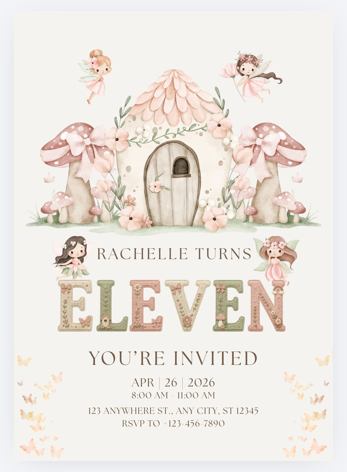 Garden Fairy Party Invitations – Personalised Birthday Invites (A6)