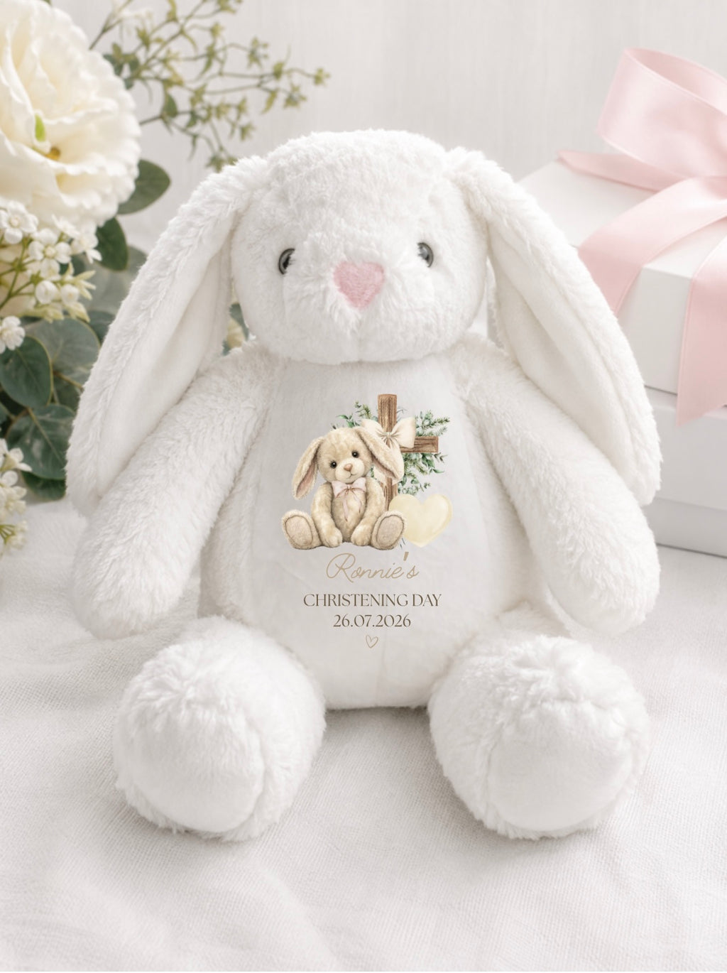 Personalised Christening Floppy Bunny Teddy