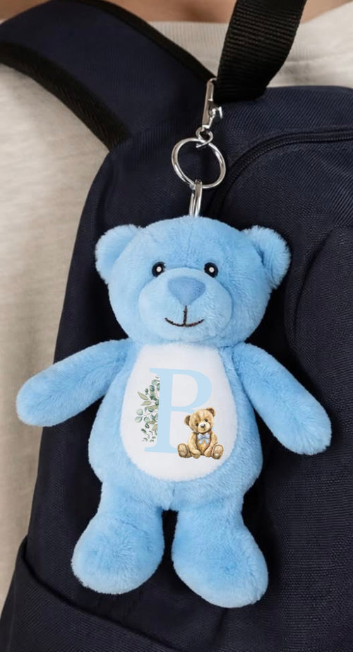Blue initial bear - Tummi Bear keychain/bag charm