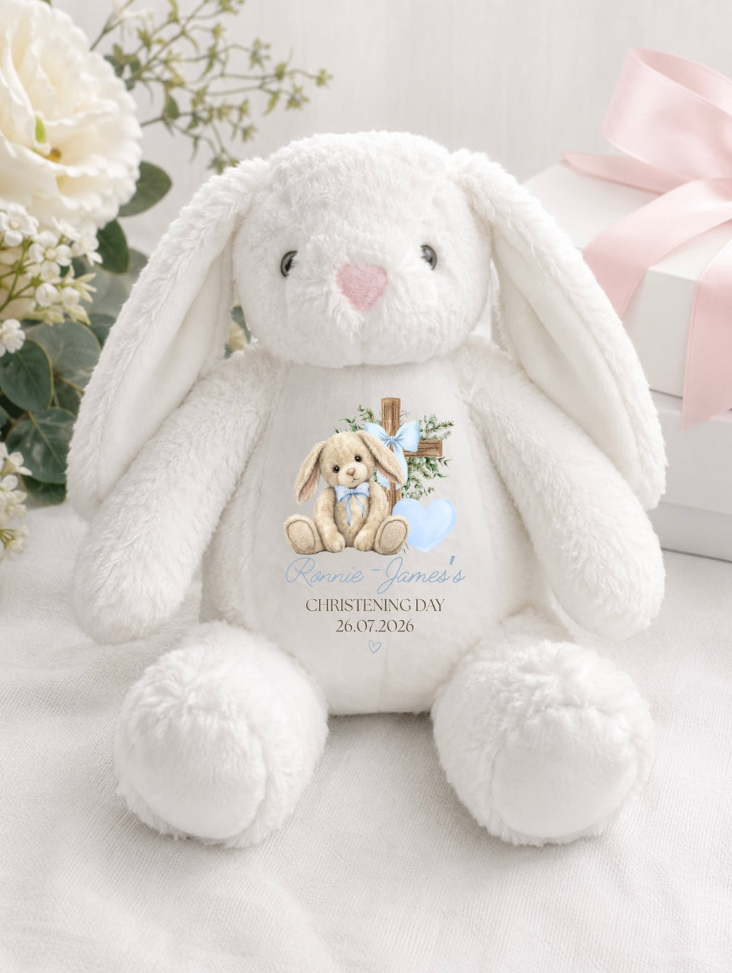 Personalised Christening Floppy Bunny Teddy