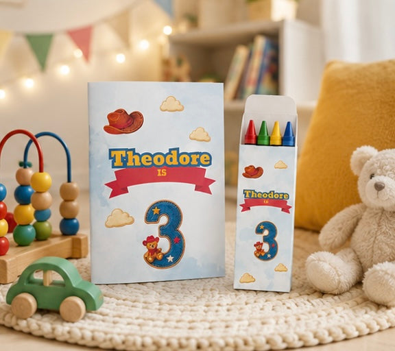 Personalised Playroom Colouring Book And Crayons Party Pack