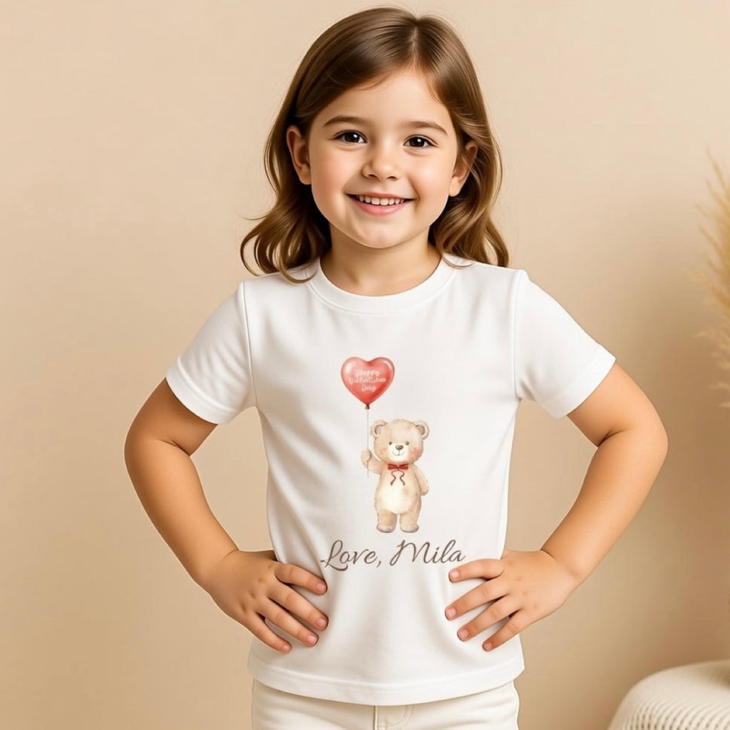 Personalised Valentines Teddy T-shirt