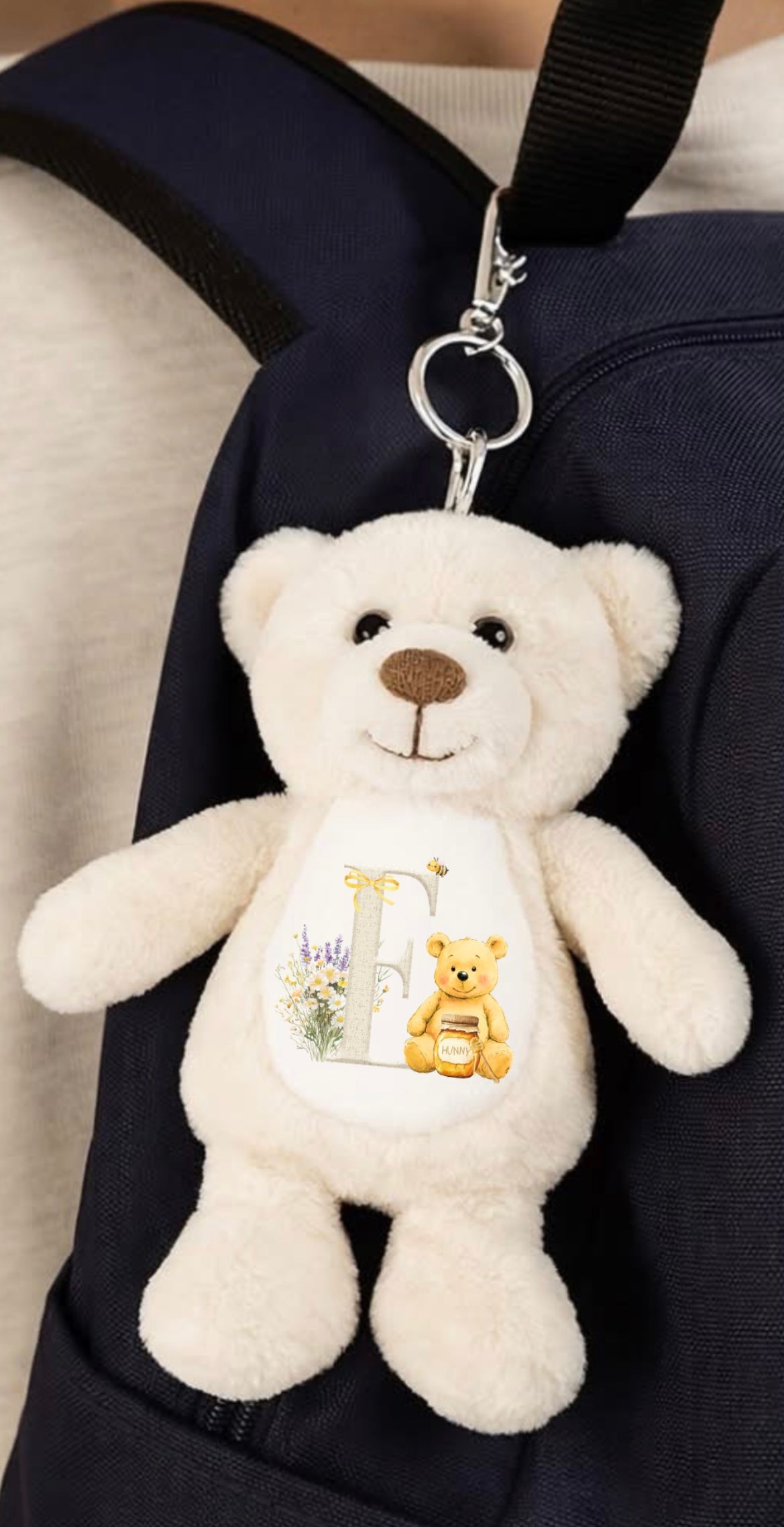 Honey bear initial - Tummi Bear keychain/bag charm