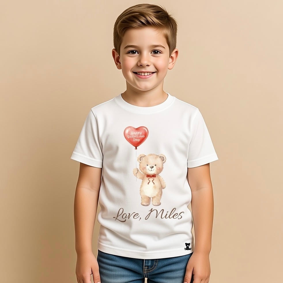 Personalised Valentines Teddy T-shirt