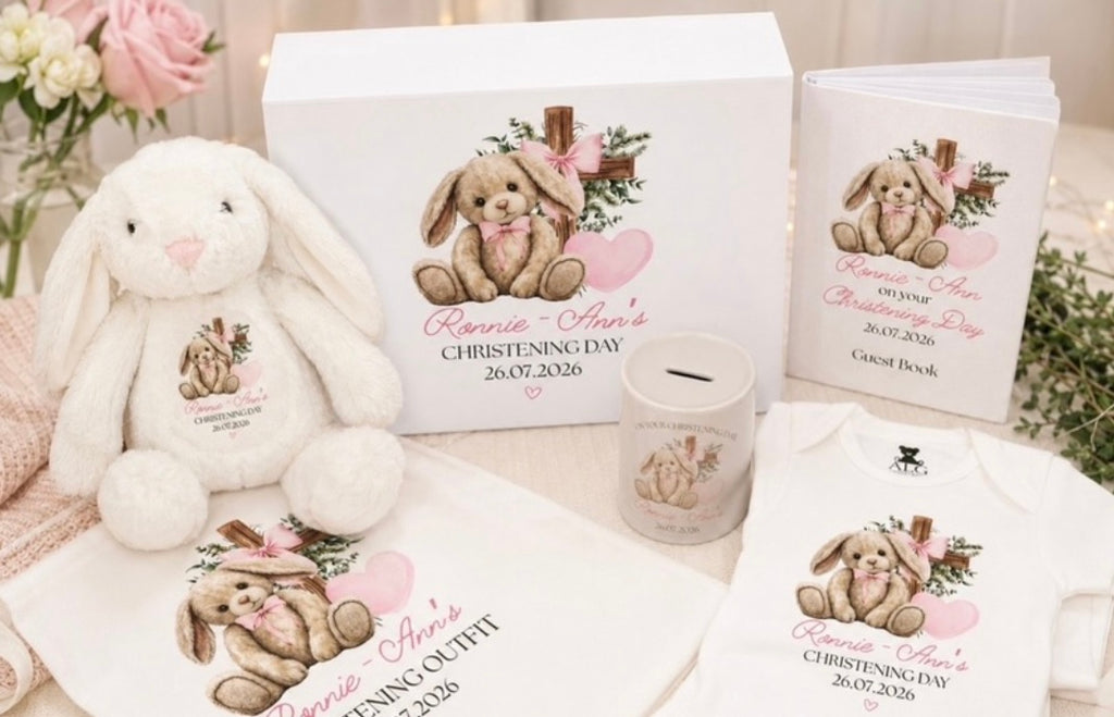 Personalised Christening Floppy Bunny Guest Book