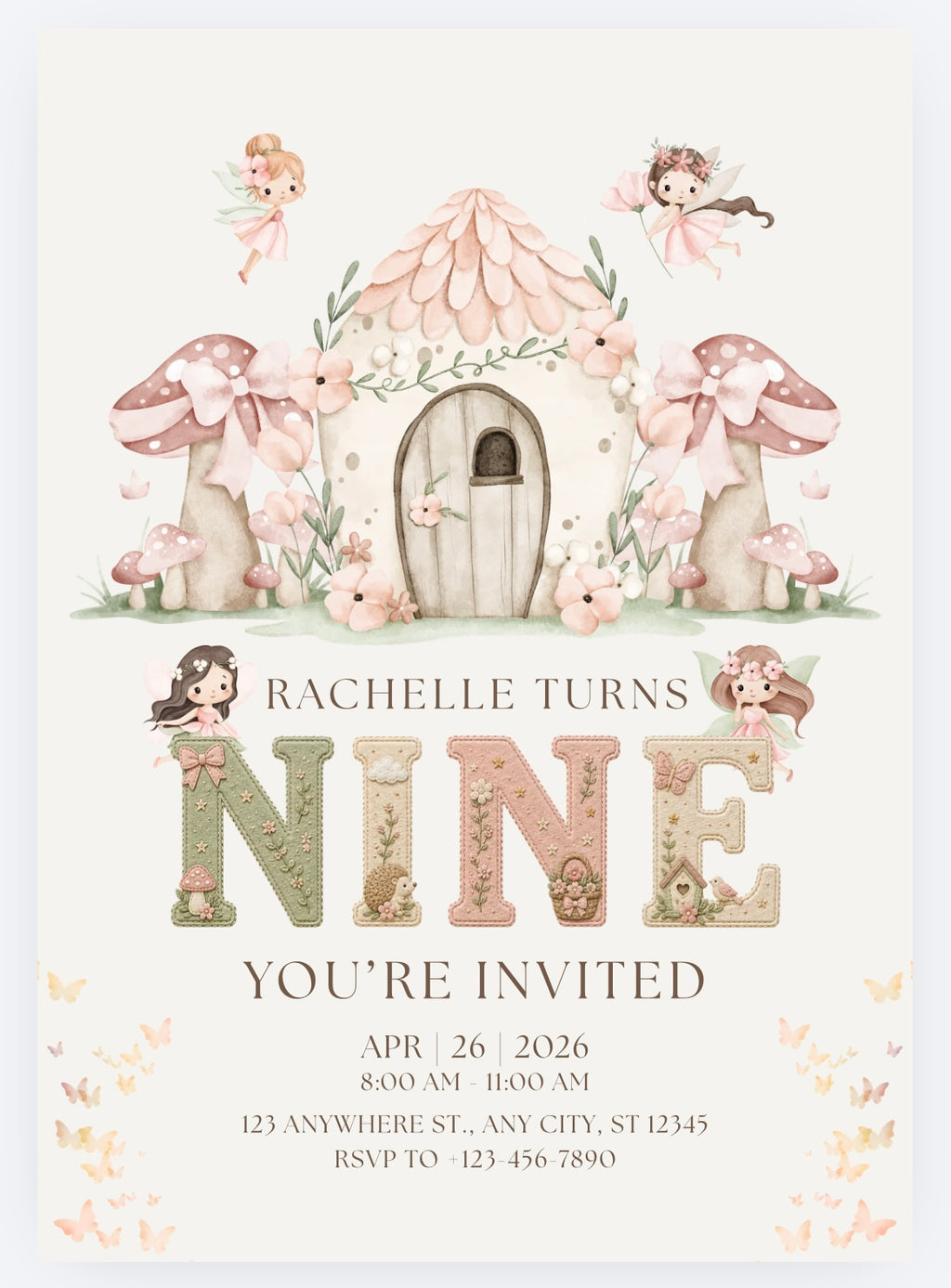 Garden Fairy Party Invitations – Personalised Birthday Invites (A6)