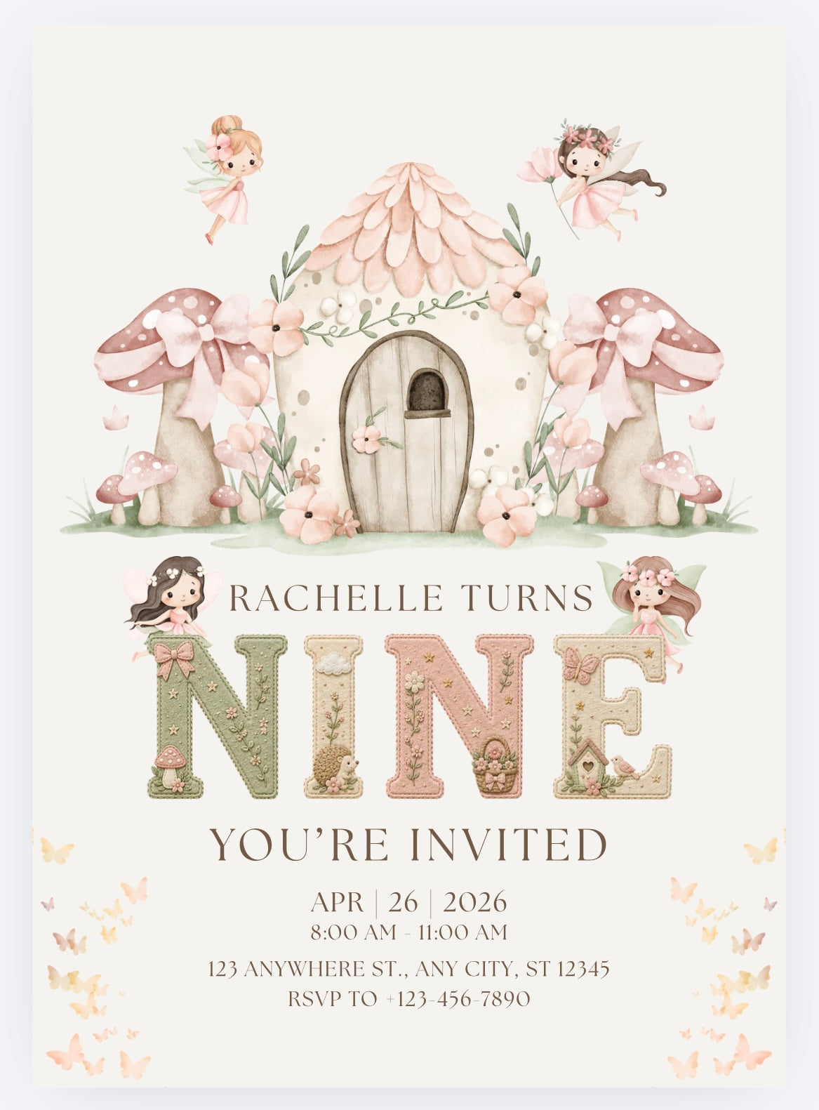 Garden Fairy Party Invitations – Personalised Birthday Invites (A6)