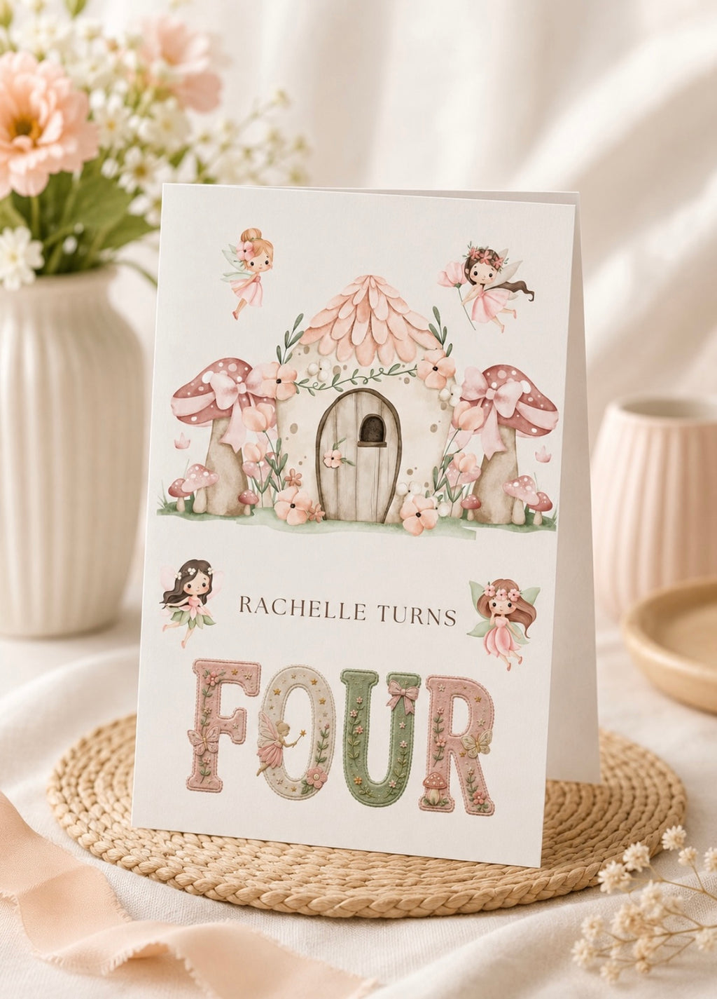 Personalised Garden Fairy Birthday Card | A5 Premium Birthday Card
