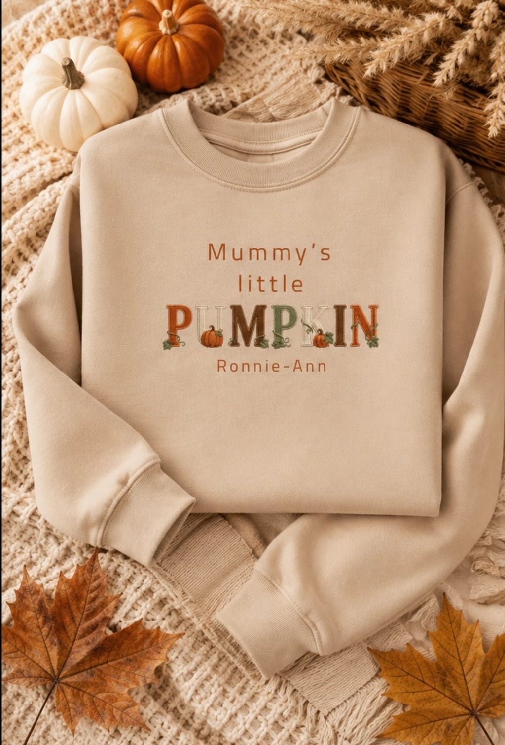Personalised Mummy’s Little Pumpkin Mink Sweater