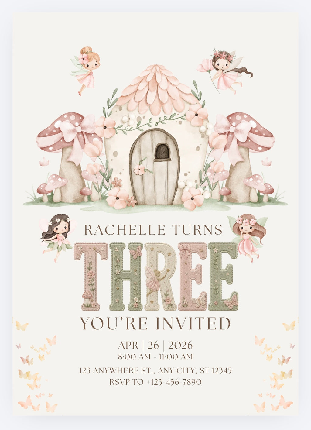 Garden Fairy Party Invitations – Personalised Birthday Invites (A6)