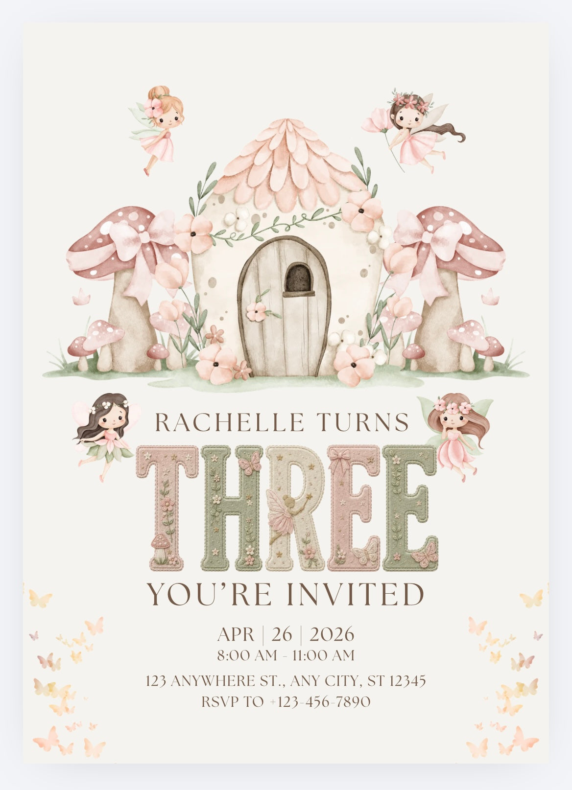 Garden Fairy Party Invitations – Personalised Birthday Invites (A6)
