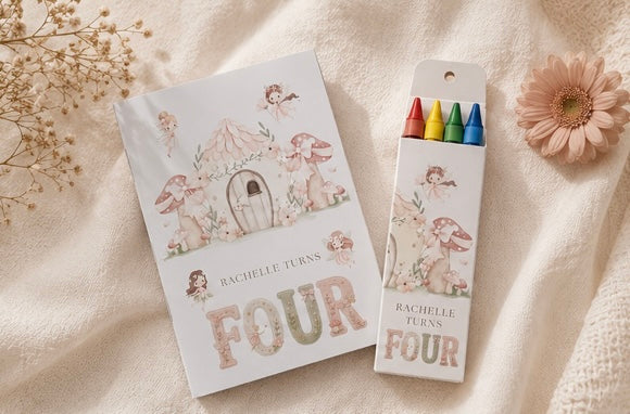 Personalised Garden Fairy Colouring Book And Crayons Party Pack