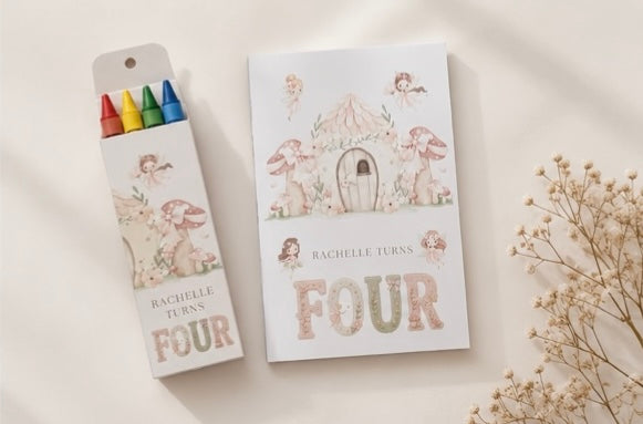 Personalised Garden Fairy Colouring Book And Crayons Party Pack