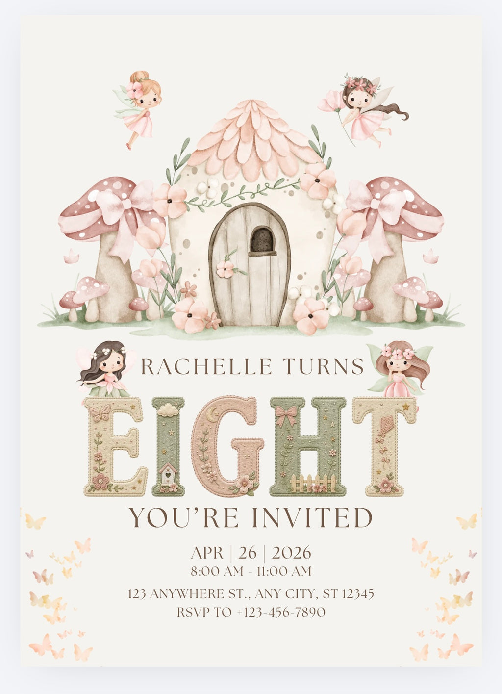 Garden Fairy Party Invitations – Personalised Birthday Invites (A6)