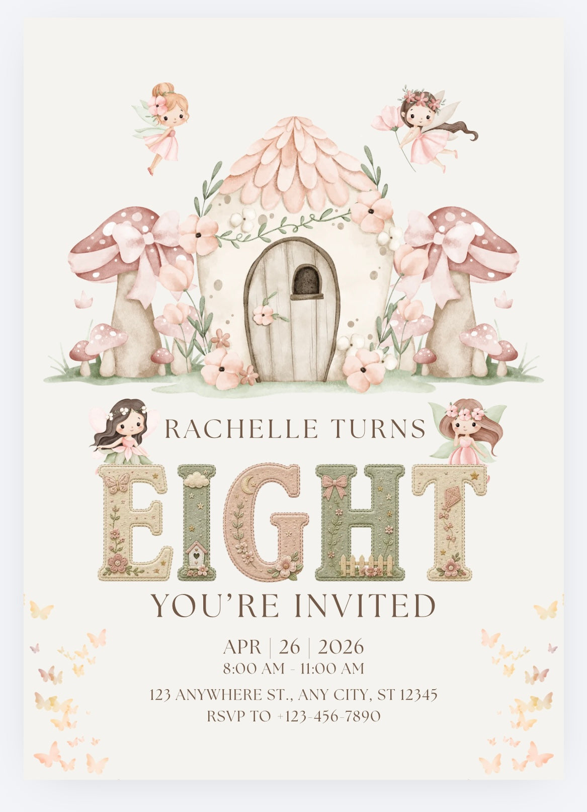 Garden Fairy Party Invitations – Personalised Birthday Invites (A6)