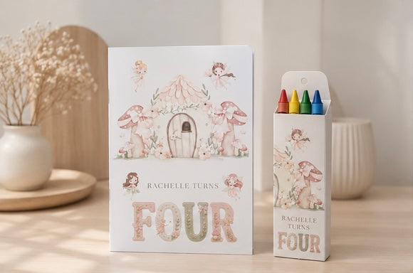 Personalised Garden Fairy Colouring Book And Crayons Party Pack
