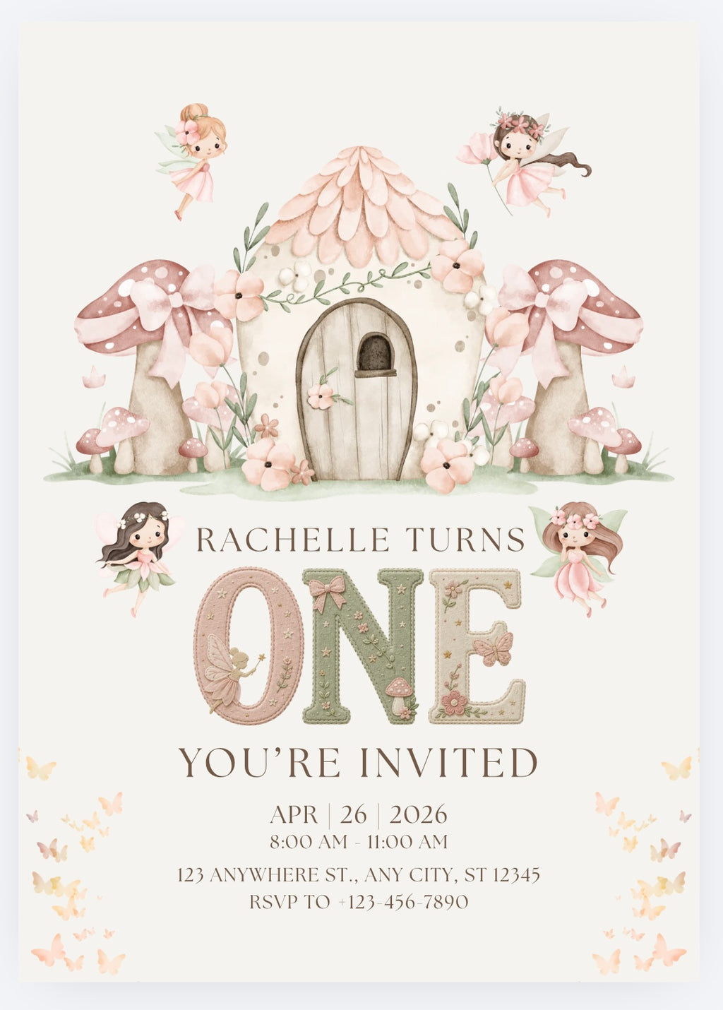 Garden Fairy Party Invitations – Personalised Birthday Invites (A6)