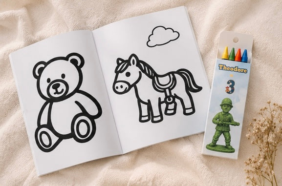 Personalised Playroom Colouring Book And Crayons Party Pack