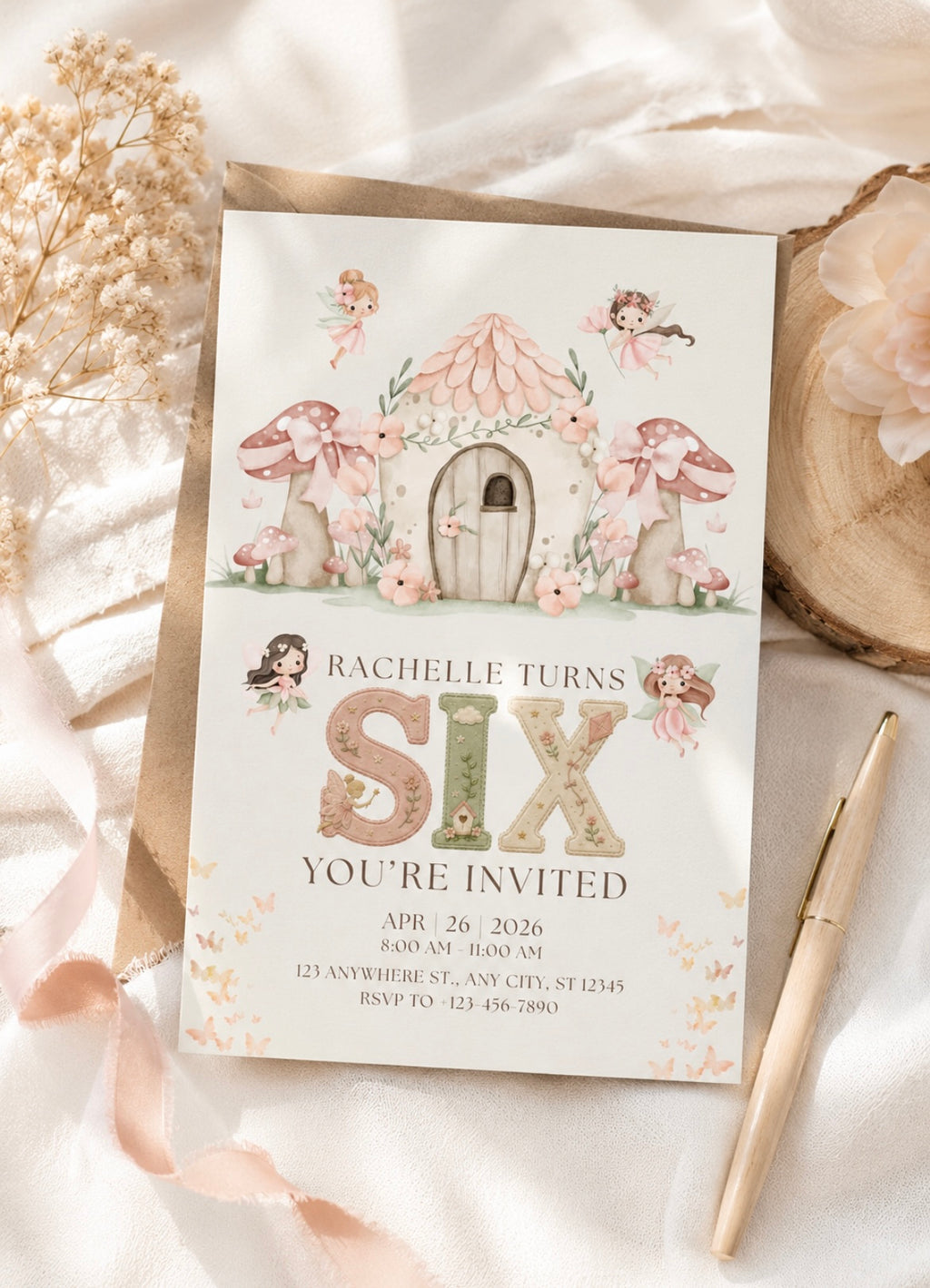 Garden Fairy Party Invitations – Personalised Birthday Invites (A6)