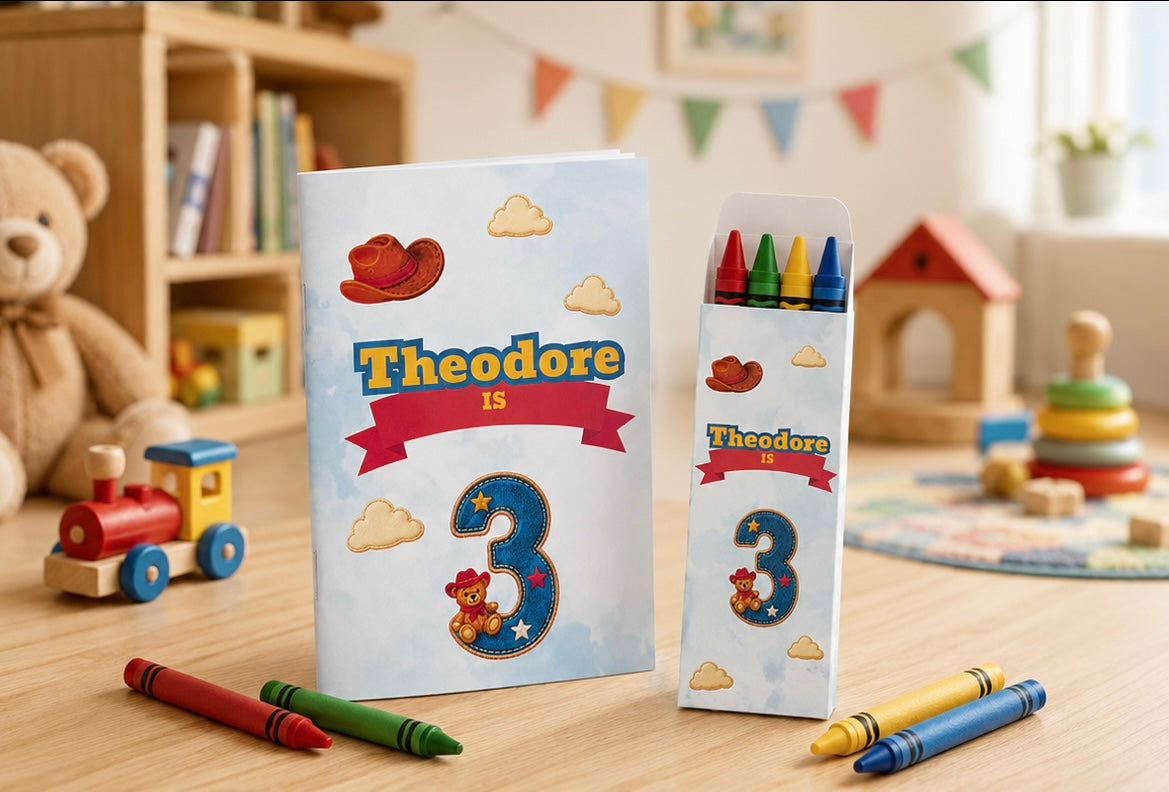 Personalised Playroom Colouring Book And Crayons Party Pack