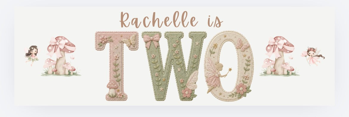Garden Fairy Birthday Banner – Number Word - (28cm x 90cm)