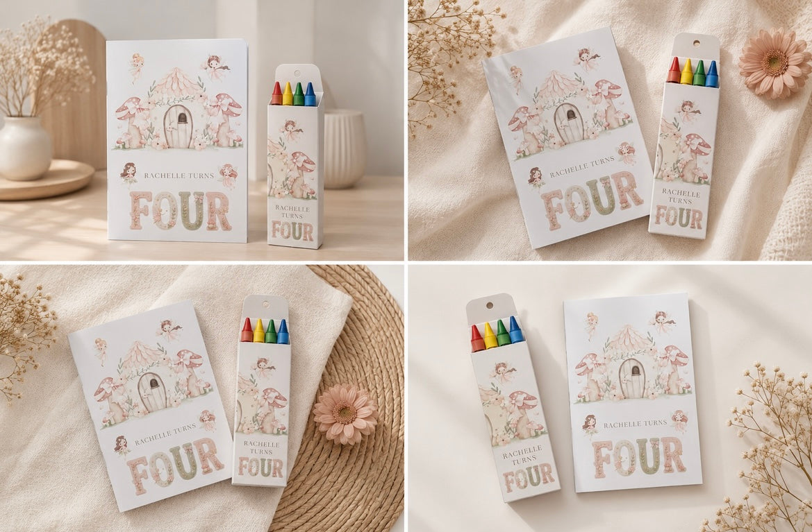 Personalised Garden Fairy Colouring Book And Crayons Party Pack