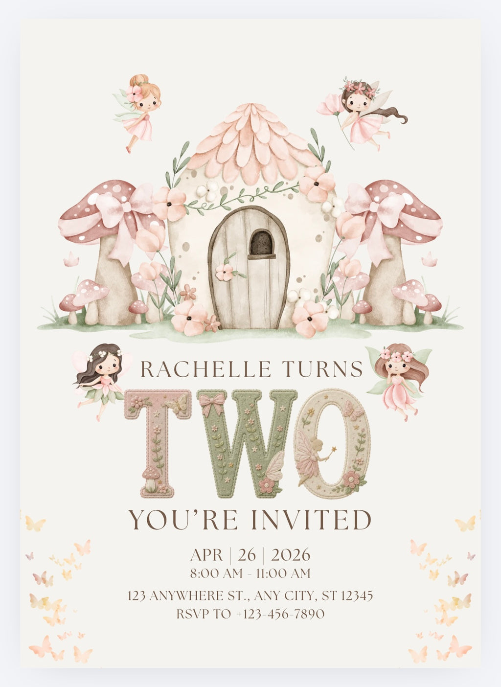 Garden Fairy Party Invitations – Personalised Birthday Invites (A6)